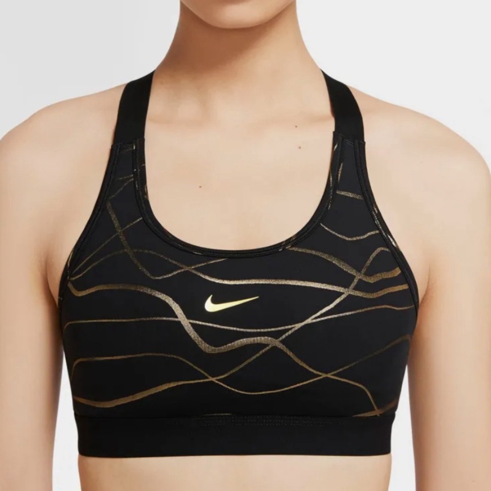 Nike Women's Black and Gold Wave‎ Athletic Sports Bra Sz-XS.  R18